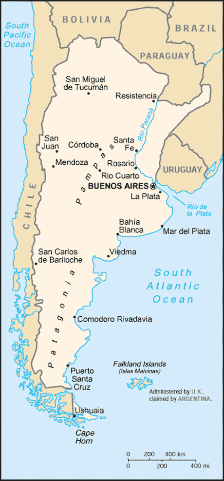 Carte de l'Argentine