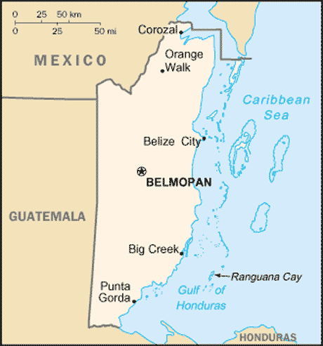 Carte du Belize