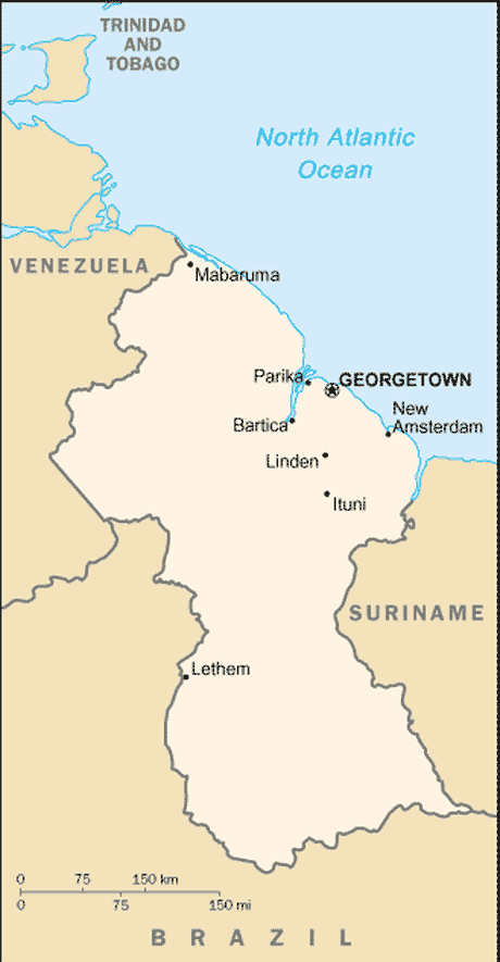 Carte du Guyana