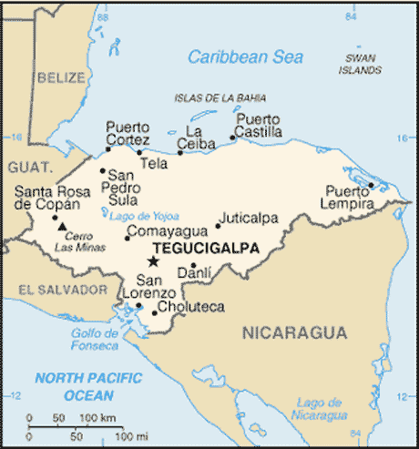 Carte du Honduras