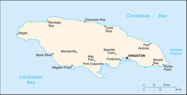 Carte de la Jamaique - Cliquez sur la carte pour l'agrandir