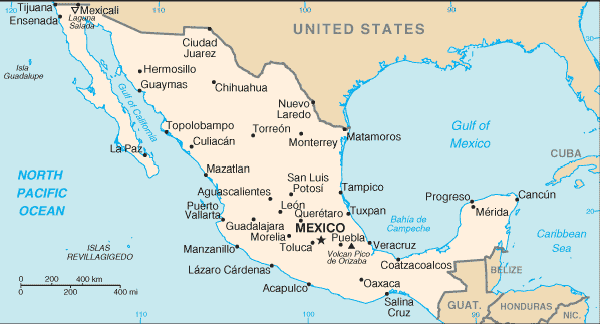 Carte du Mexique - Cliquez sur la carte pour l'agrandir
