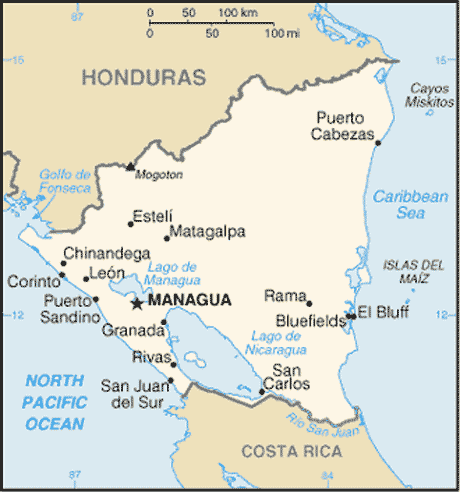 Carte du Nicaragua 