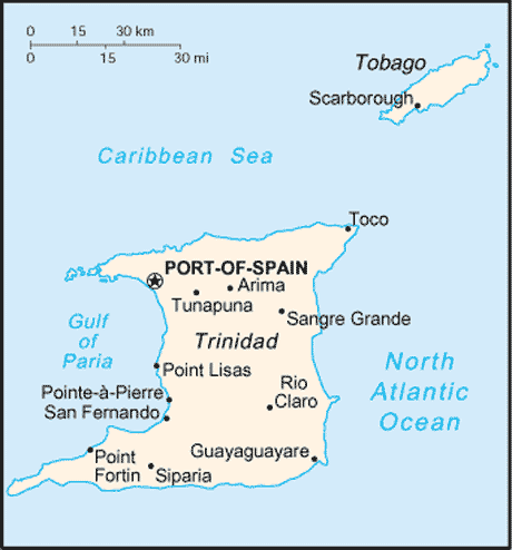 Carte de Trinidad et Tobago