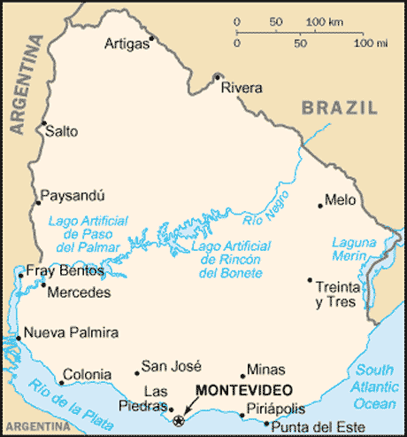 Carte de l'Uruguay