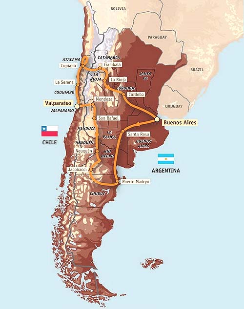 Parcours du Dakar 2009 en Argentine et au Chili