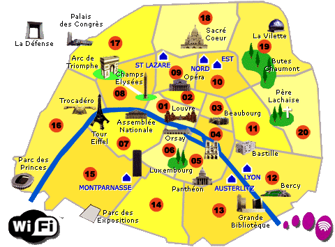 Plan de Paris et de ses 20 arrondissements
