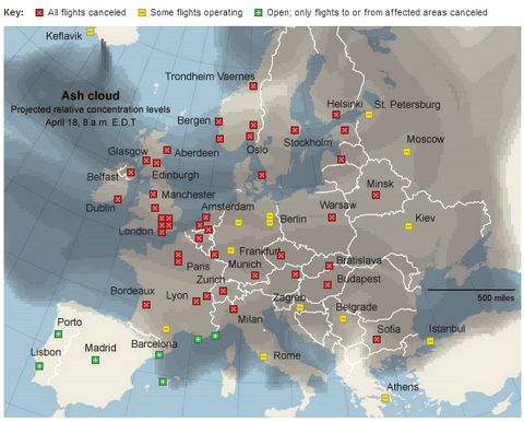 Carte des principaux aéroports fermés