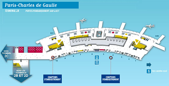 Plan du Terminal 2A de Paris-CDG