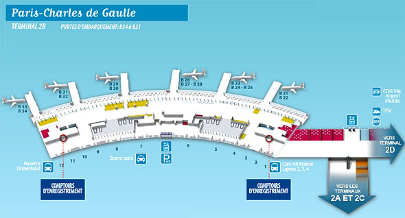 Plan du Terminal 2B de Paris-CDG