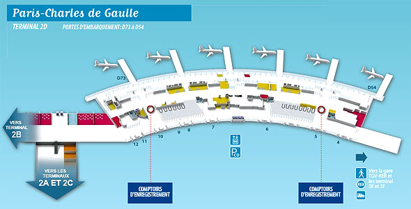 Plan du Terminal 2D de Paris-CDG