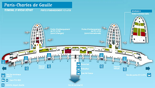 Plan du Terminal 2F de Paris-CDG