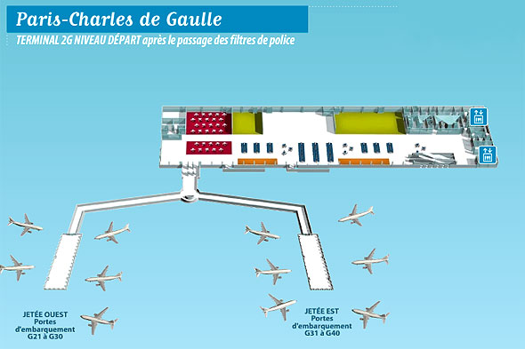 Plan du Terminal 2G de Paris-CDG
