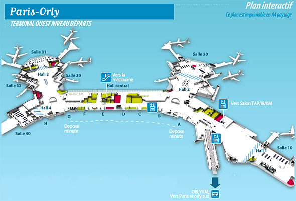 Plan du Terminal Ouest de Paris-Orly