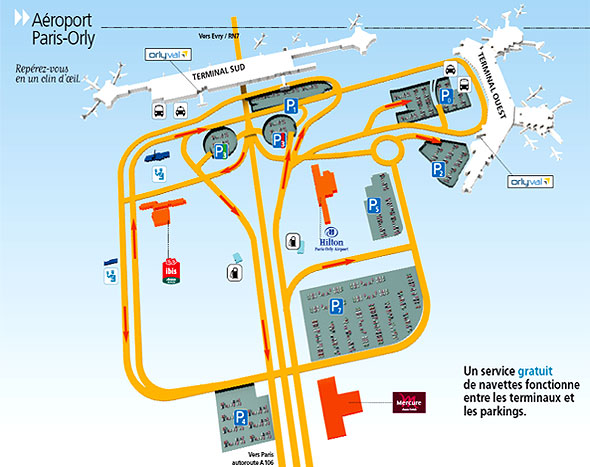 Plan de l'aéroport de Paris Orly