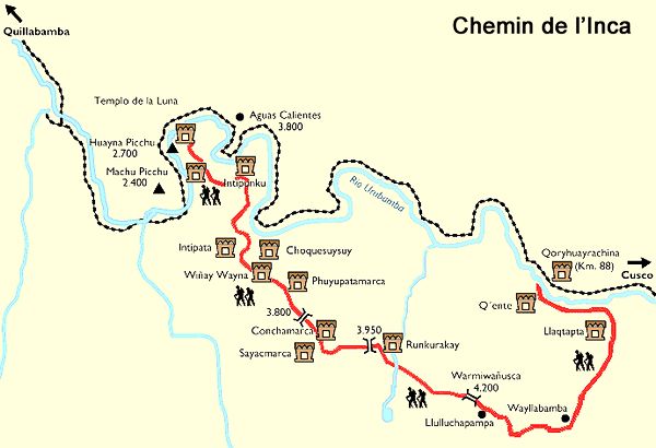 Carte du Chemin de l'Inca