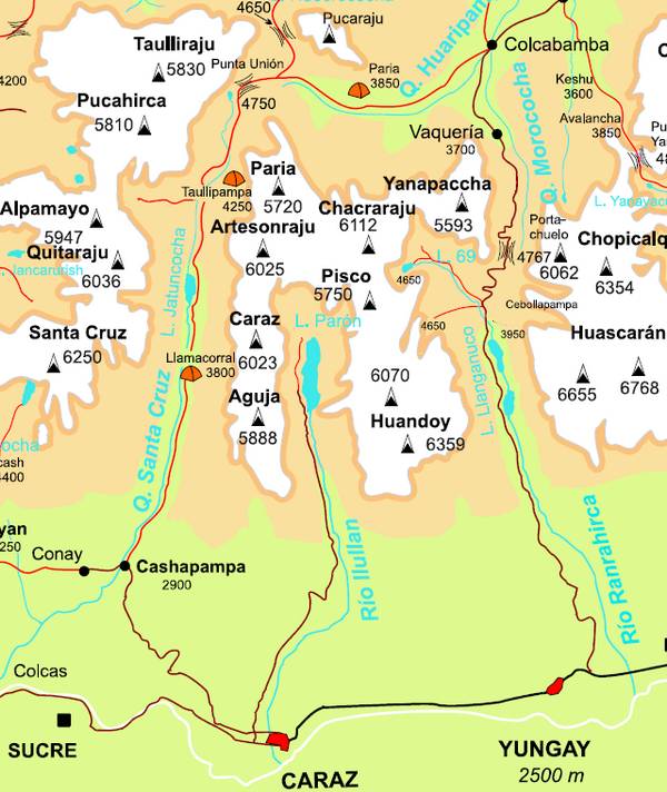 Plan du trek Santa Cruz